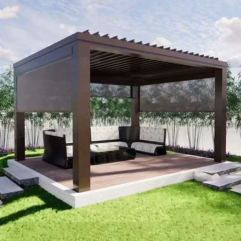 Gazebo esterno con apertura automatizzata, impermeabile, a prova d'ala, con feritoia motorizzata, in alluminio, per soggiorno all'aperto, pergole da giardino 1
