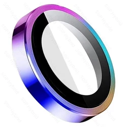 Enhanced Metal Ring Case with Tempered Glass Back and Camera Protector for iPhone e17 (Colorful - 04)