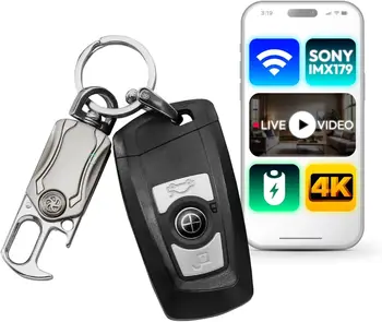 4K Mini Camera Car Keychain Nanny Cam HD Phone App One-Button Recording 1