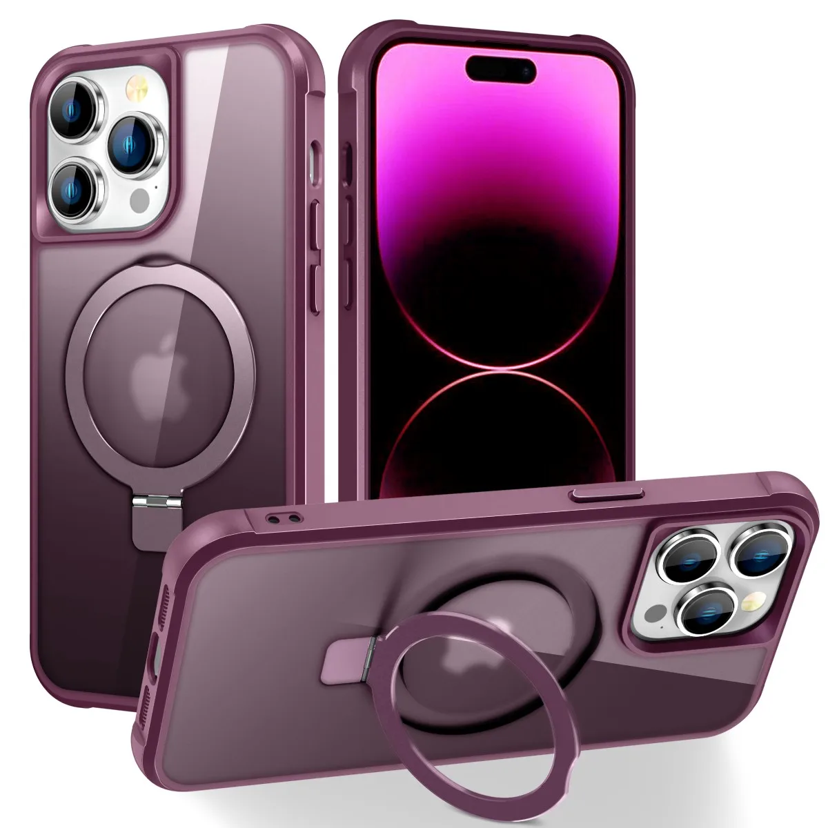 

Magnetic Wireless Charger Case For iPhone 15 14 13 12 Pro MAX 11 Plus For Macsafe Armor Matte Clear Ring Kickstand Cover Luxury
