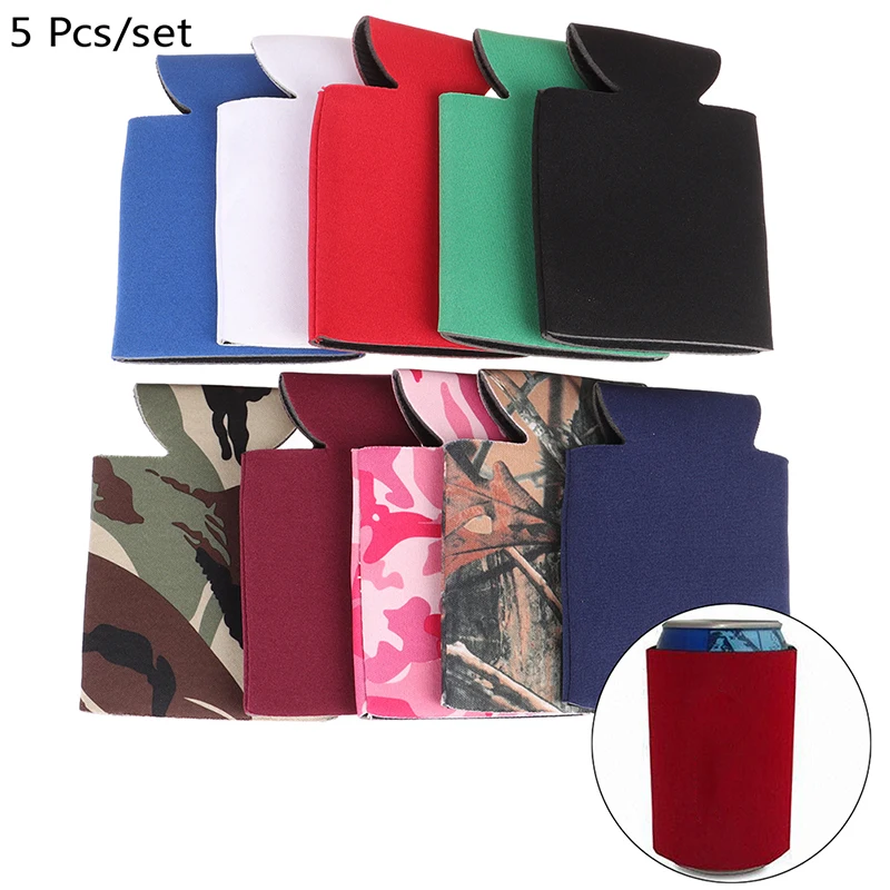 

5pcs Beer Sleeves Camping Can Cup Soda Cover Neoprene Drink Cooler Portable Bottle Outdoor Sleeve for Party Wedding Birthday