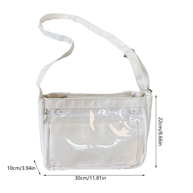School Girl Student Uniform Crossbody Bag Japanese Clear Window Canvas Shoulder Handbag Anime Pin Display Itabag