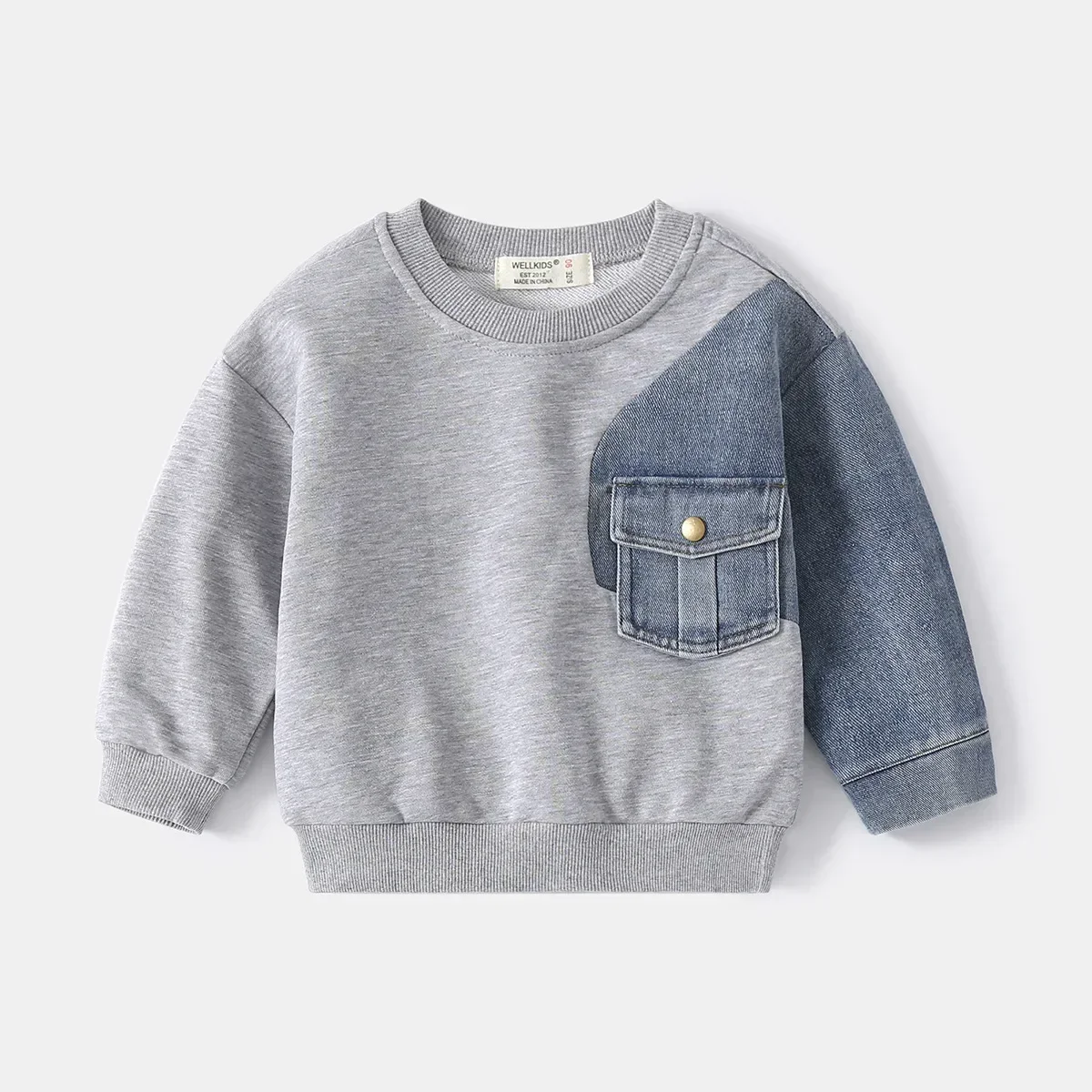 Kids Sweater Kids Hoodie Sweatshirts Boys Denim Stitching Sleeved Loose Spring Autumn Street Style Casual Hoodies
