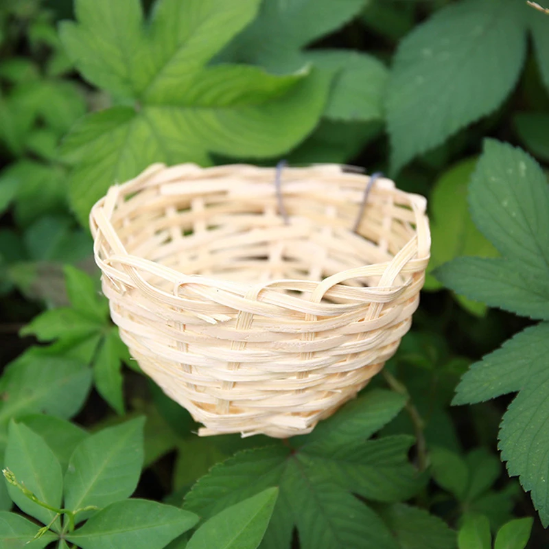 Title 4, Handmade Bamboo Bird Nest Bird Rest Cave Cage H...