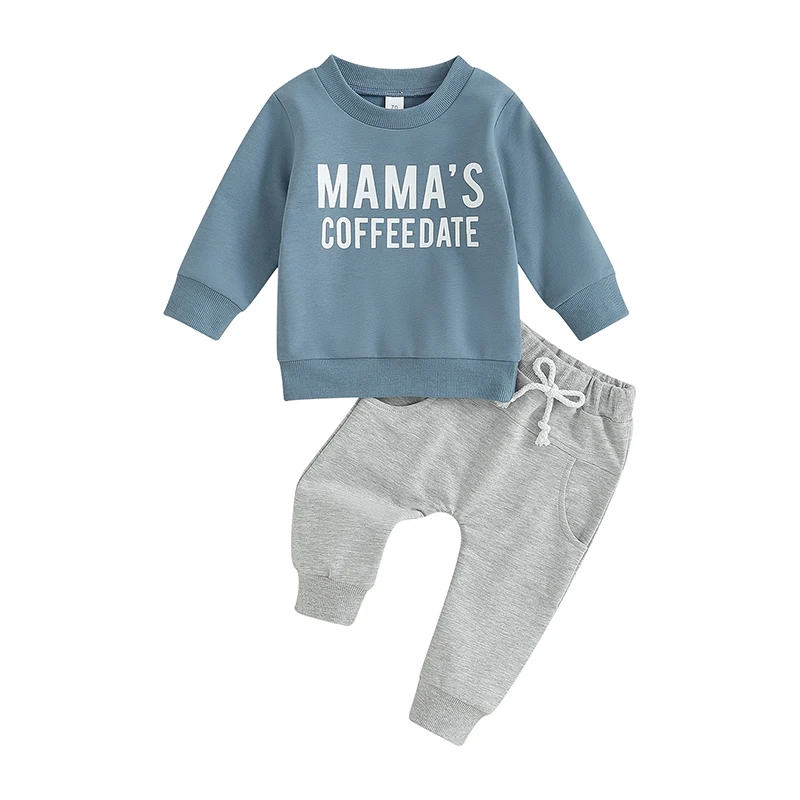 

Baby 2 Piece Spring Outfit Cute Letter Print Long Sleeve Sweatshirt and Pants Set for Newborn Infant Fall Clothes