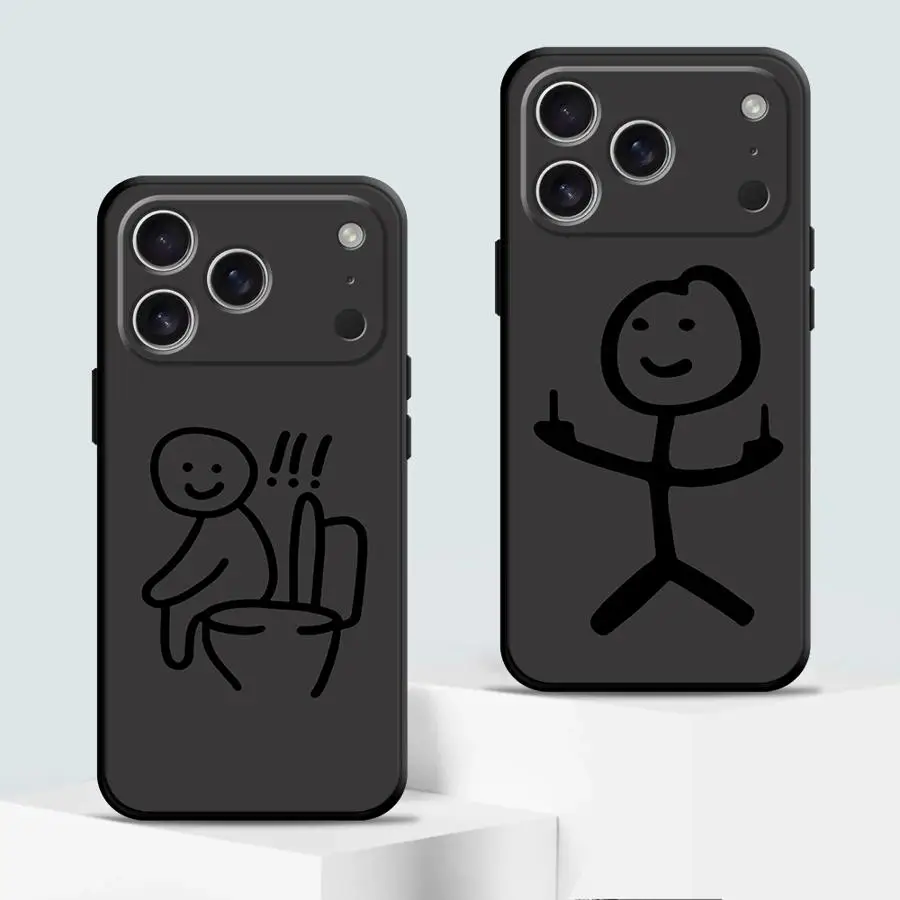 Adorable Cartoon Matchman Black Soft Phone Cover Case