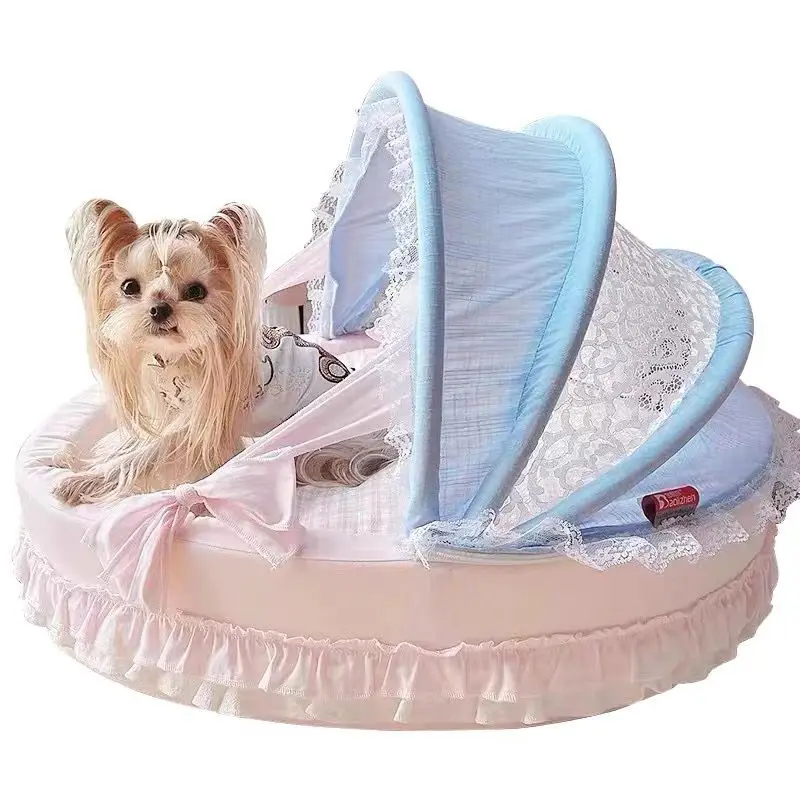 

SmileyTails Pet Items - Dog Cat Princess Cradle Deluxe Bed Puppy Kitten Luxury Bed Sofa Pet Supplies Cushion Accessories Basket