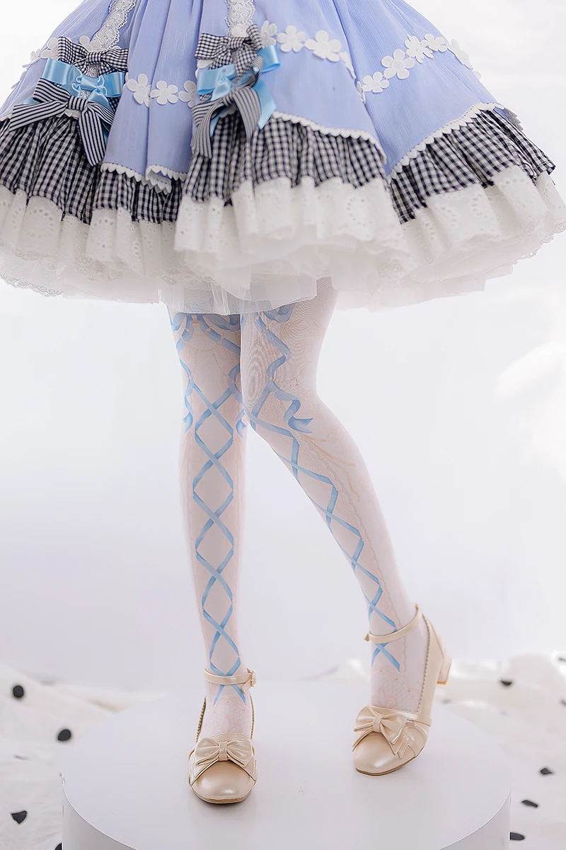 Kawaii Girls Lolita Long Socks Women's Spring/Summer Velvet Printed Pantyhose Lolita Japanese Sweet Girl Stockings Legging