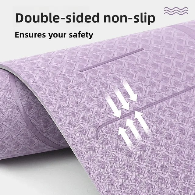 Home Fitn Yoga Mat Soundproof Non Slip TPE Material with Guide Lines for Yoga Poses Eco Friendly Exercise Equipment 5