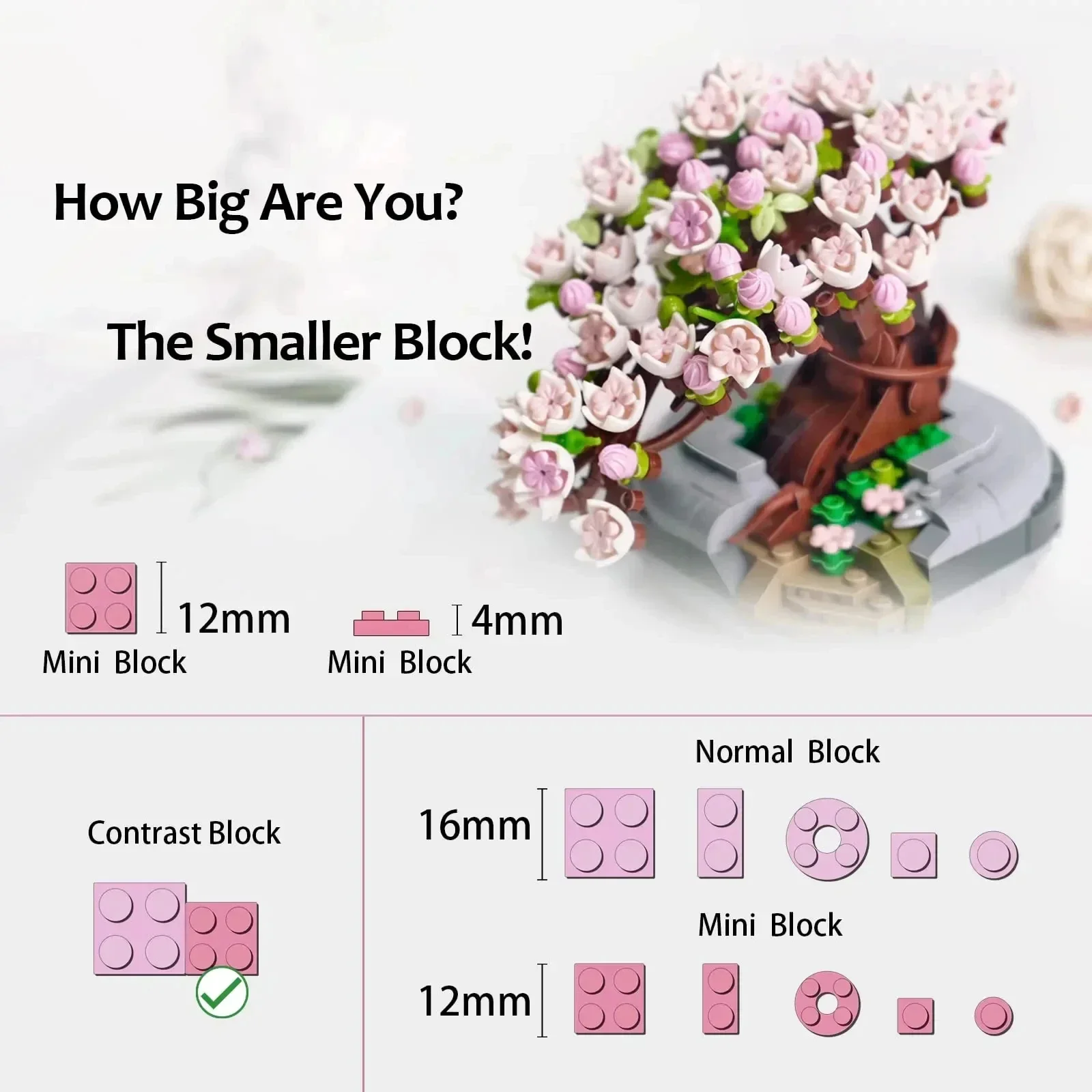 Sakura Potted Bouquet Building Blocks Plant Bonsai Succulent Model Bricks Ornaments Children's Educational DIY Toy Holiday Gifts 4