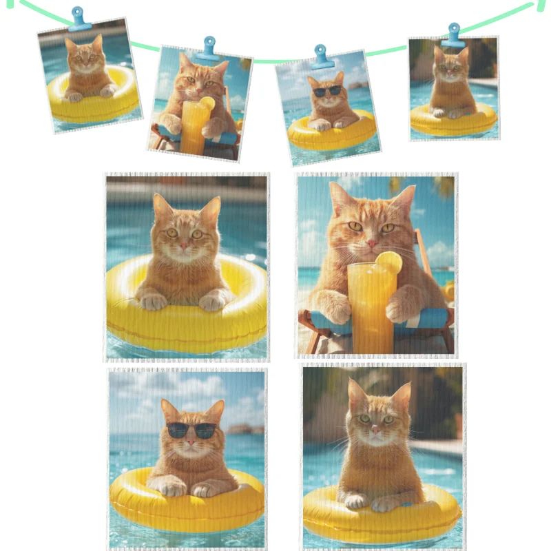 מגבות סוודיות למטבח סדרת חתול כתום לחופשה בחוף 4/8/12 חבילות מגבות ניתנות לשטיפה ושימוש חוזר מעץ פוליאסטר