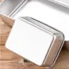 Durable Stainless Steel Square Plate Rectangular with Lid Food Storage Pan Large Multifunction Baking Dish Kitchen Cooking Tools 4