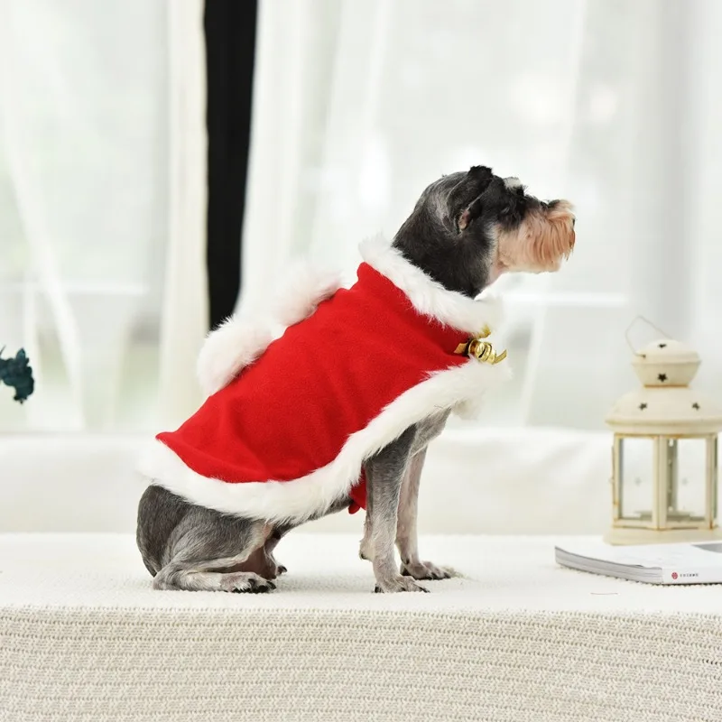 Pet Supplies Dog Christmas Cloak Winter Warmth Clothing Thickened Clothes Comfortable and Soft Festive Atmosphere Daily Dressing