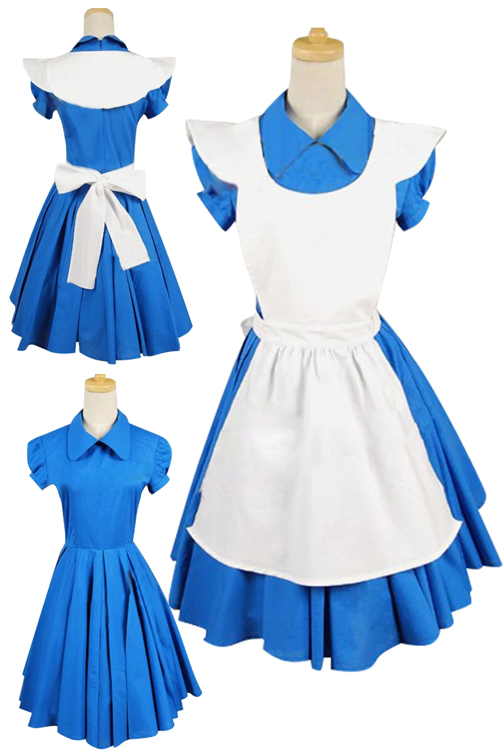 

Alice Cosplay Dress Fantasy Cartoon Wonderland Costume Blue Skirts Set Halloween Carnival Suit For Disguise Ladies Women Adult