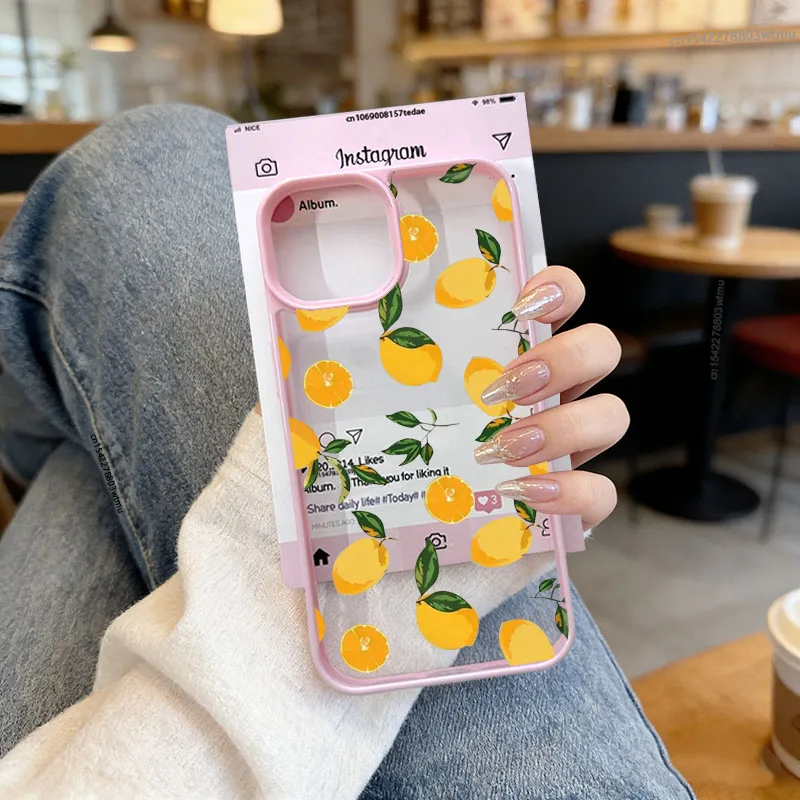 รูปสินค้า เคสใสลายดอกเลมอนน่ารัก ป้องกันรอยกระแทก iPhone 16/17/15/13/14