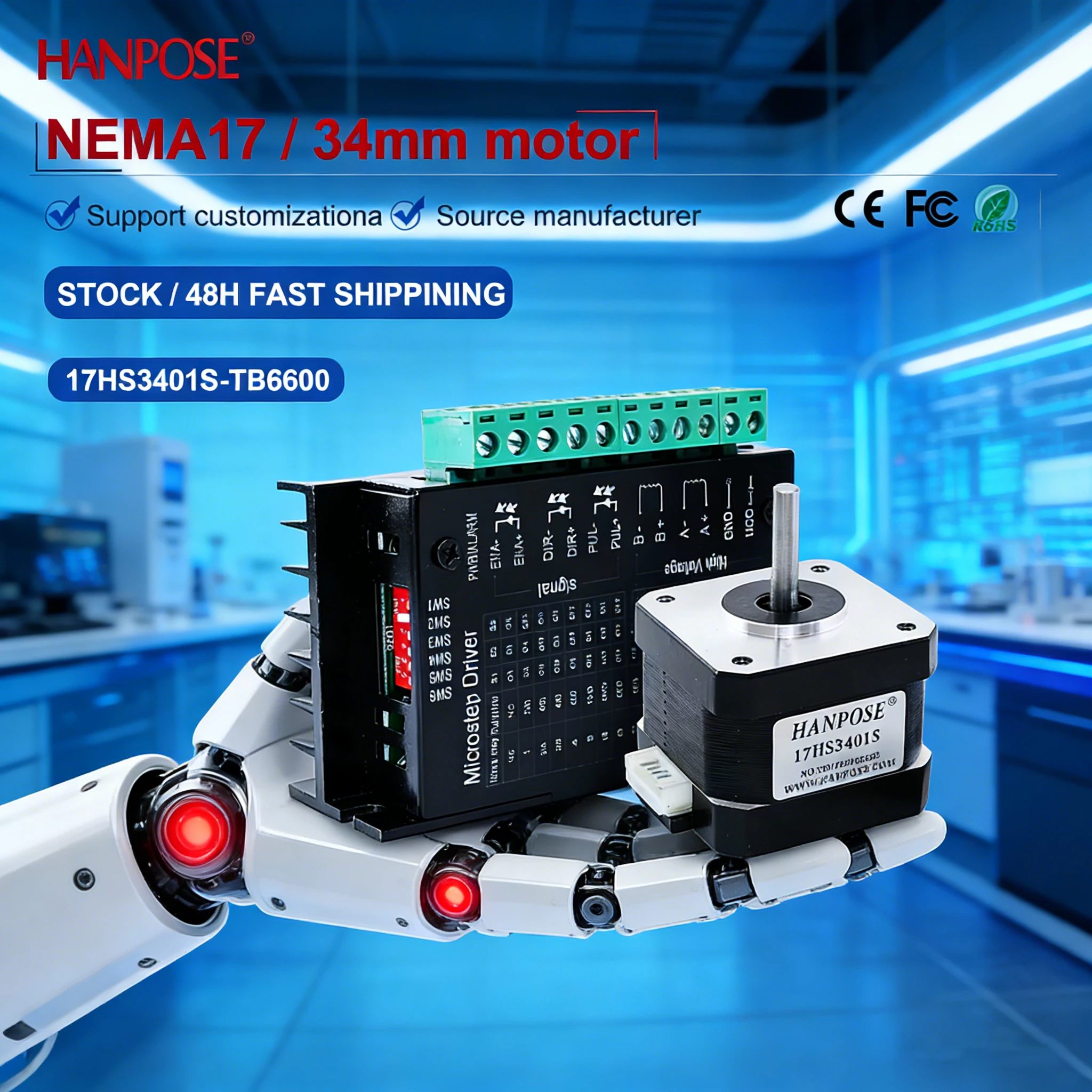 NEMA17 17HS3401S+TB6600 스테퍼 모터 2.8V 1.3A 2상 4선 3D 프린팅 액세서리 모터 제조사 직판
