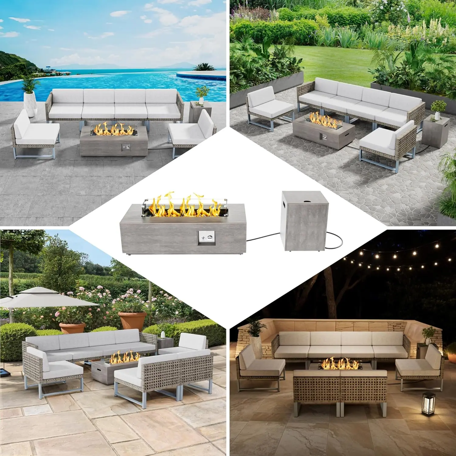 Outdoor Fire Pit Table Propane Gas Fire pits Outdoor Fireplaces 43″ Rectangular Firepit Table, 50,000 BTU Fire Table for Patio 6