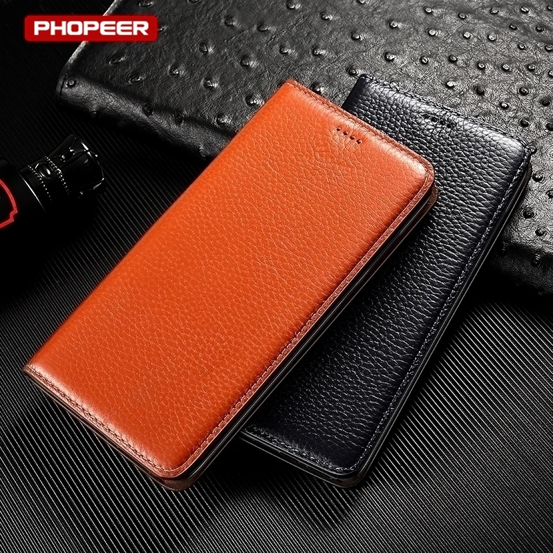 Genuine Leather Flip Wallet Cover - Premium Protective Case