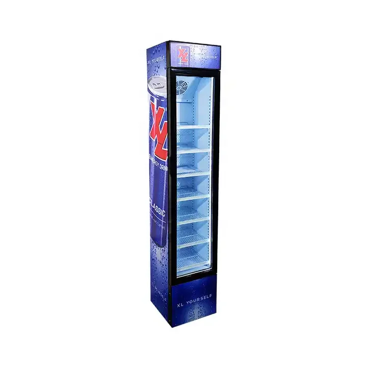 NUELEAD 105L Slim Upright Beverage Display Cooler Vertical Glass Door Commercial Fridge Mini Fridge