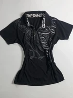 T-shirt Polo Vintage Y2k avec lettres imprimées des années 90, Slim, gothique, Punk, esthétique, Harajuku, vêtements d'été pour femmes, Streetwear, haut court, t-shirts Grunge 1