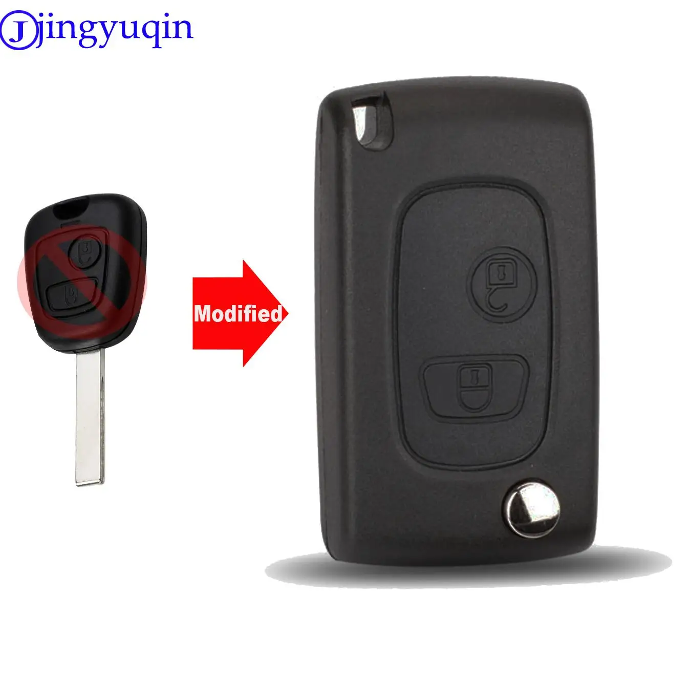 

Jingyuqin 2 кнопочный чехол для ключей флип-брелок для PEUGEOT 107 207 307 407 607 1007 для Citroen C1 C2 C3 Pluriel C4 C5 C8