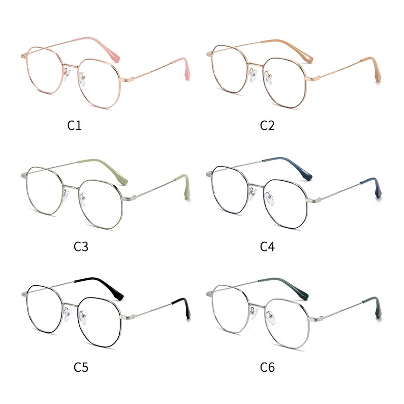 Metal Student Polygon Nearsighted Glasses For Women Men Rose Gold Frame Minus Sight Eyeglasses Prescription 0 -0.5 -0.75 To -6.0 4