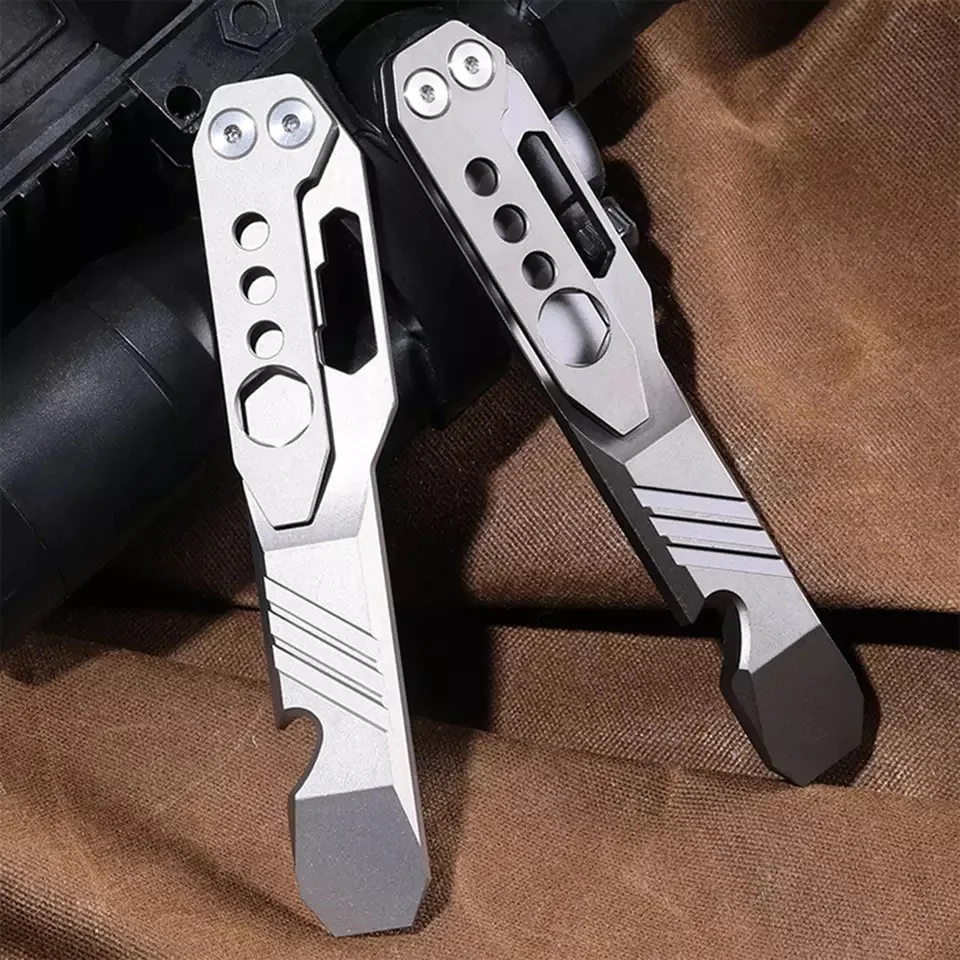 

Titanium Crowbar Outdoor Multi Functional Survival EDC Tool Bottle Opener Keychain Wrench Keyring Accessories for Camping Hiking