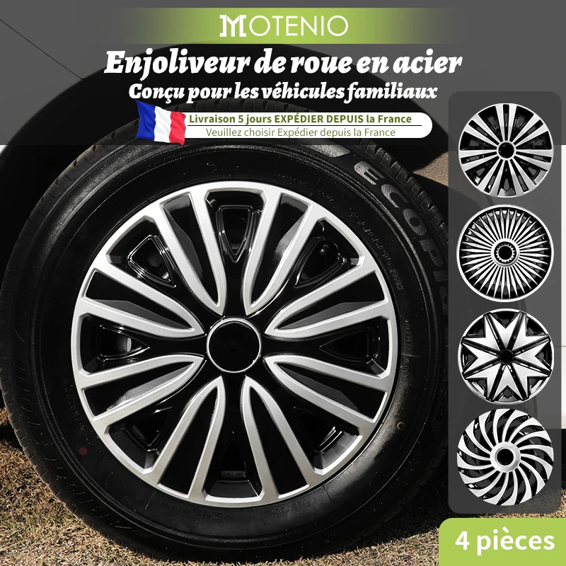 pouces couvre-moyeu pour jante en fer couvre-roue ensemble de 4 capuchons de sport en acier jante 14 enjoliveur en plastique pour pneu R15 accessoires de voiture
