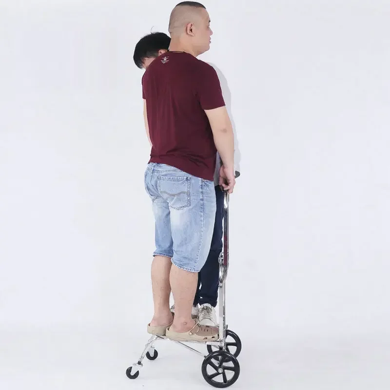 20CM Big Wheel Pull Truck Trolley, Folding Shopping Trailer, Portable Stainless Steel Luggage Cart