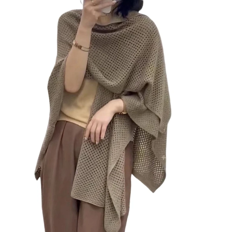 

New Woman Solid Color Shawl for Wedding Church Outdoor Camping Travel Lightweight Shawl Breathable Poncho Outdoor Shawl