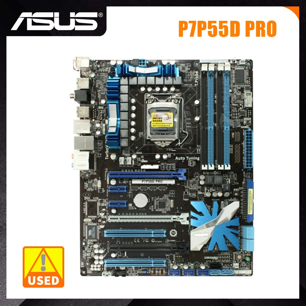 

LGA 1156 Motherboard ASUS P7P55D PRO Intel P55 Original Desktop DDR3 16GB Core i7 875K i5 655K Cpus 3×PCI-E X16 SATA2 USB2.0 ATX