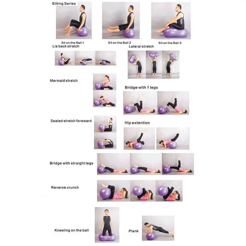 Yoga Ball Fitness Balls Peanut Balance Ball Inflatable Thick Sports Yoga Peanut Pilates Birthing Fitball With Manual Pump