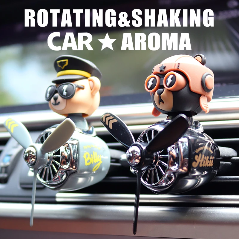 Produktbild von Cartoon Bär Pilot Auto Lufterfrischer Automotive Air Outlet Fan Lufterfrischer Vent Clips Auto Parfüm Ornament Auto Zubehör