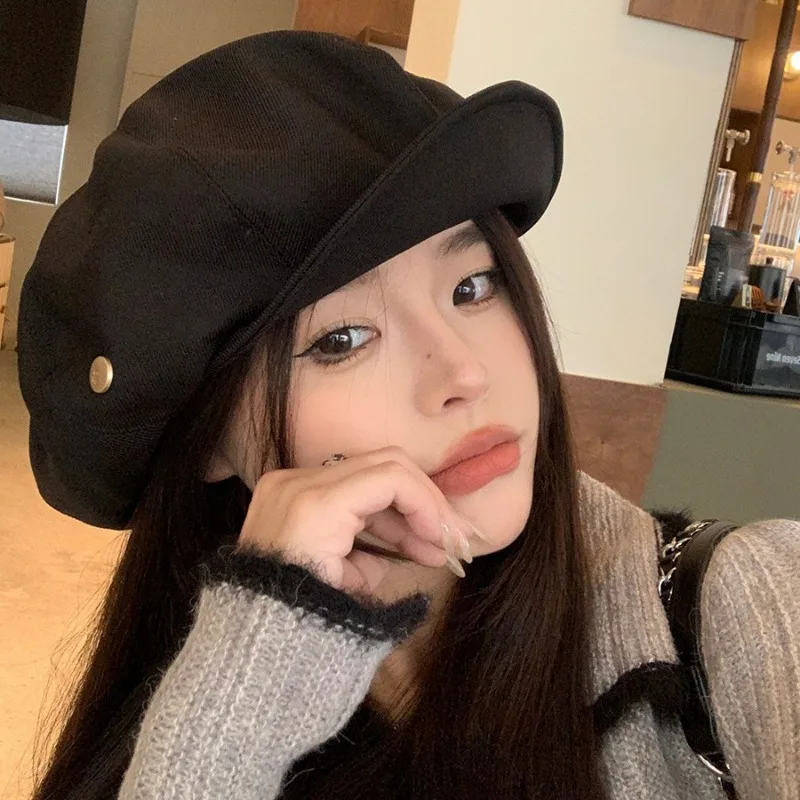 영국 스타일 베레모 용수철, 심플한 팔각형 모자, 스트릿 뉴스보이 모자, 일본 패션, 여름 신상