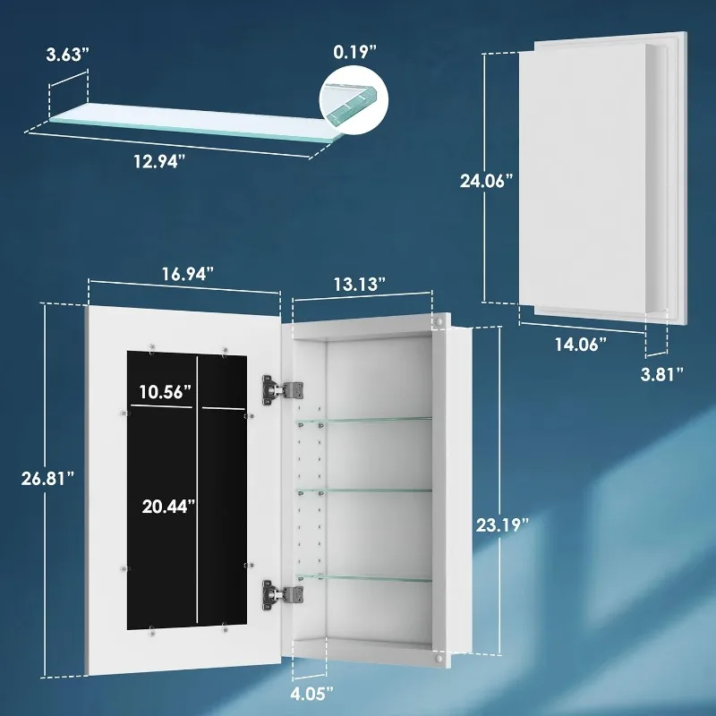 Picture Framed Styled Medicine Cabinet Recessed Bathroom Wall Cabinet