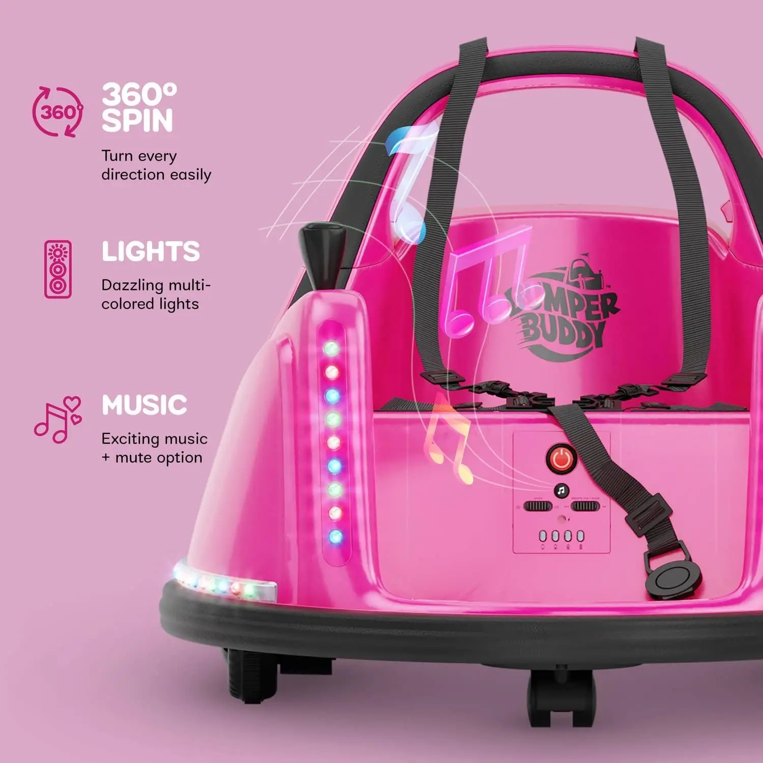 Buddy Ride On Electric Bumper Car for Kids & Toddlers, 12V 2-Speed, Ages 1 2 3 4 5 Year Old Girls-Remote Control, Baby