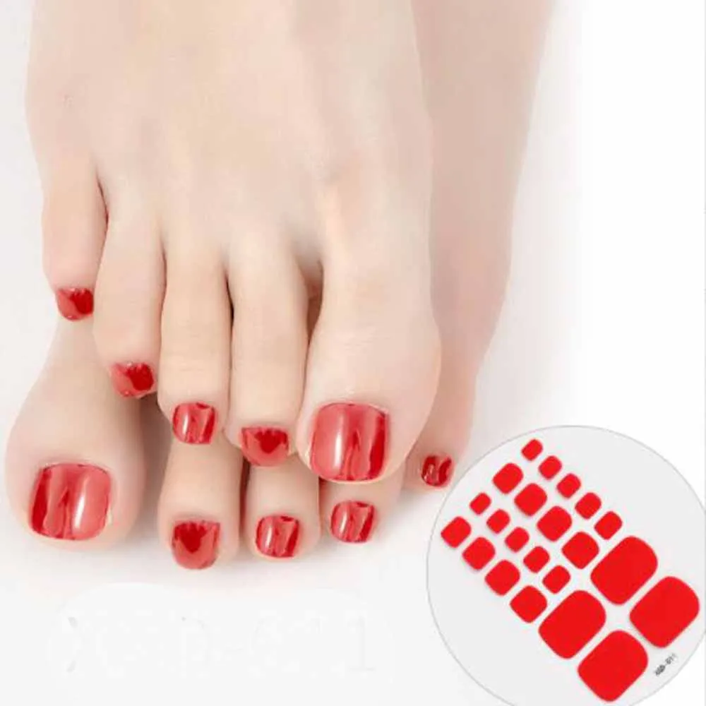 22Tips Pure Color Toenail Sticker Full Cover Waterproof Wraps Toe Nail DIY Art Accessories Toe Nail Decoration Foot Decals