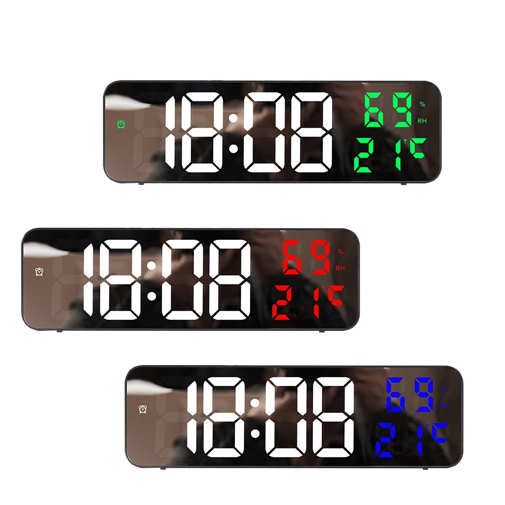 9InchLargeLedDigitalWallClocksTimeTemperatureHumidityDisplay