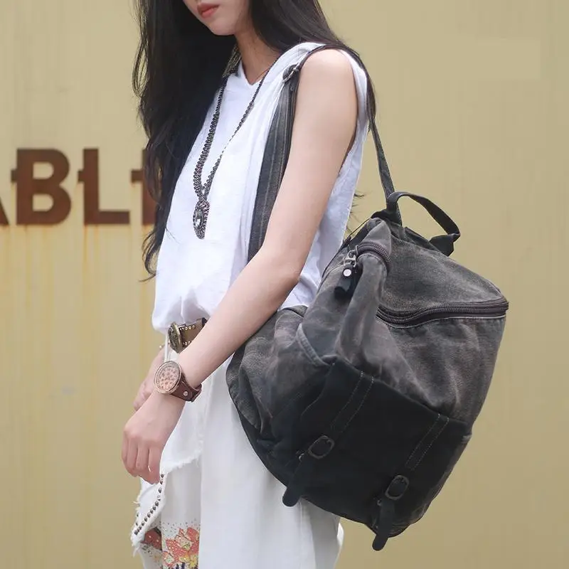 2023 New Fashion Retro Splice Personalized Casual Large Capacity Commuter Travel Durable And Dirty Resistant Backpack For Women