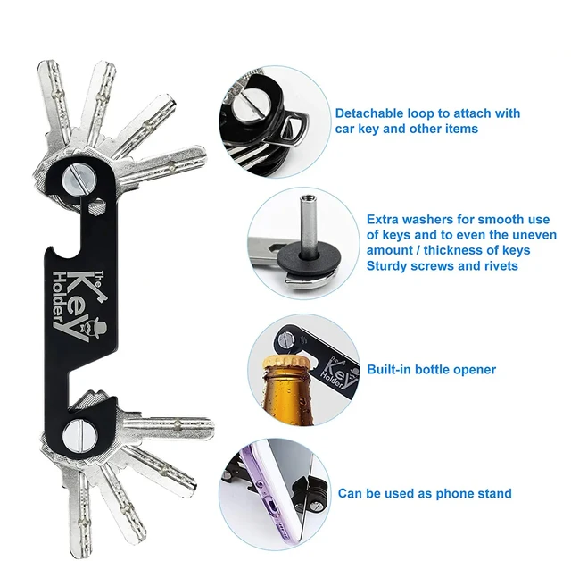 Portachiavi In Alluminio Con Clip - Tasca Organizzatrice, Compatto 82x16x15mm, Protegge Chiavi E Oggetti - Foto 4