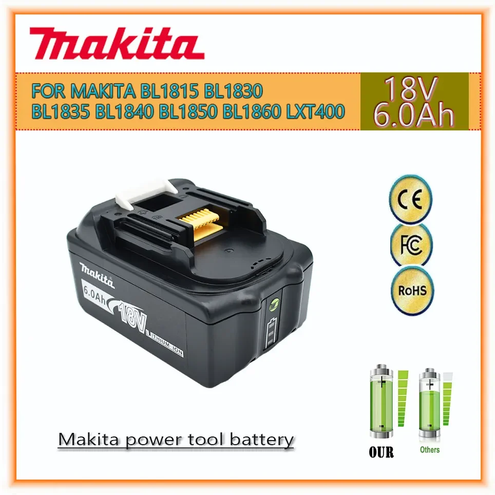 

Makita 18V 6.0Ah li-ion battery For Makita BL1830 BL1815 BL1860 BL1840 Replacement Power Tool Battery