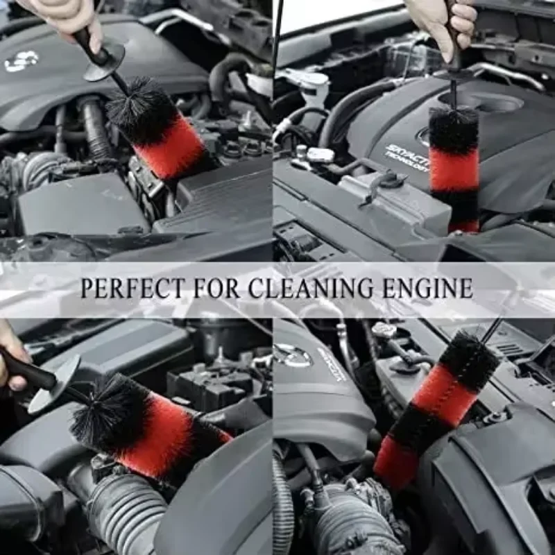 Car Universal Wheel Wash Brush Set Car Tire Rim Cleaning Tools Motorcycle Wheel Wash Brush Auto Detailing Washing Accessories 4