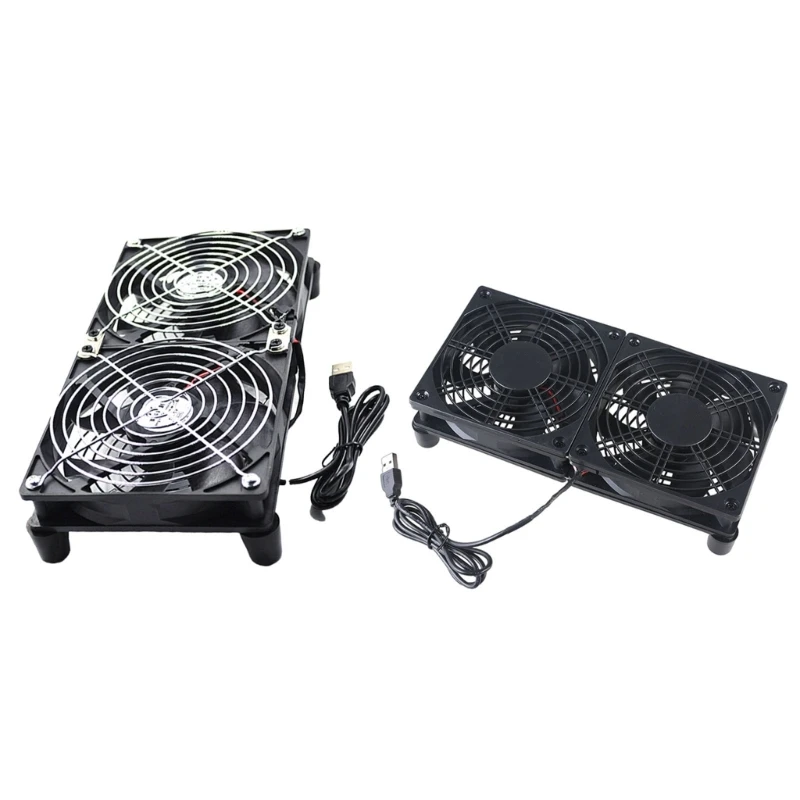 

120mm 5V USB Powered PC Router Double Fans Cooling Fan for Router Modem Receiver B0KA