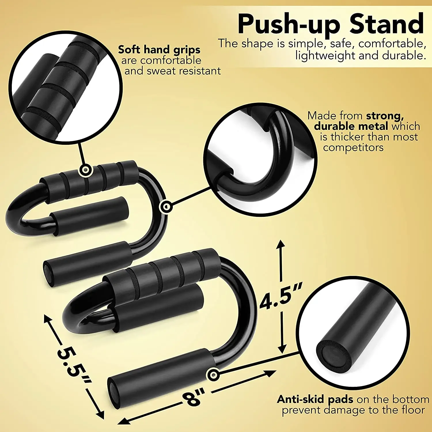 Metal Push Up Bars for Men and Women, Non Slip Push Up Stands for Pushups, Home Workout Exercise