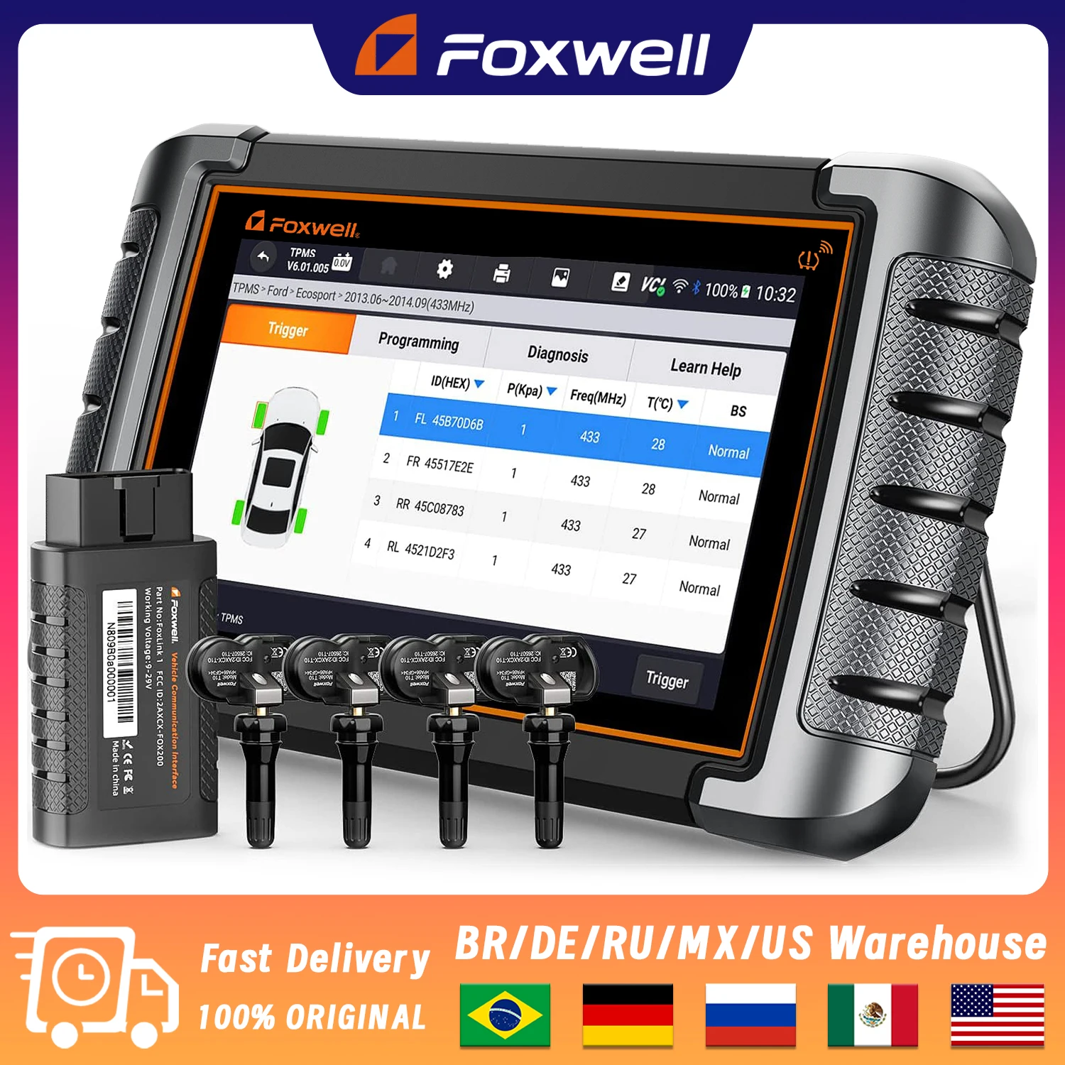 

FOXWELL NT809TS OBD2 Bluetooth Scanner Car Tpms Diagnostic Tools Automotive Scanner All System Active Test OE-Level OBD 2 Tool