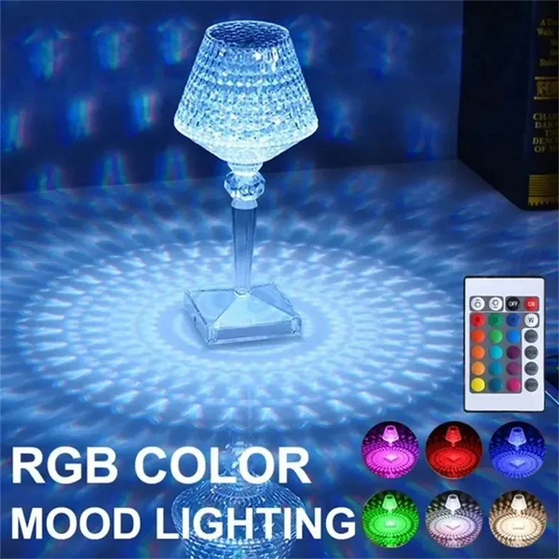 LED Dimond Crystal Table Lamp Wine Cup Shape 3/16 Color Light USB Power Rechargeable Dimmable Night Light Desk Bedroom table lamp led night lamp