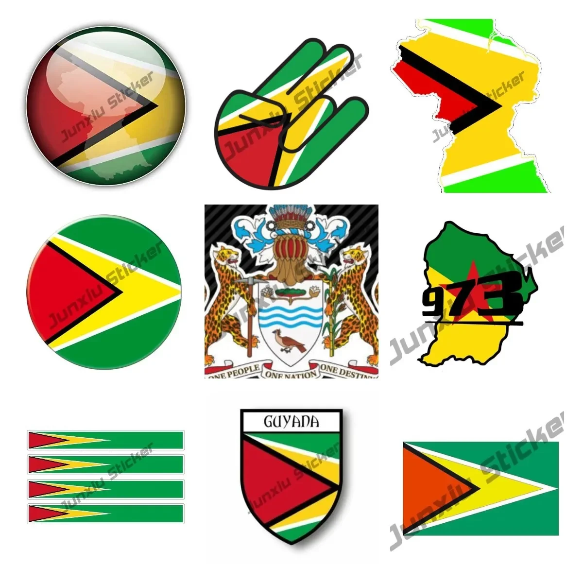 Guyana Map Flag Glossy Label Vinyl Decal Sticker Waterproof Car Decal Bumper Sticker Car Accessories Guyane 973 Flag Map Decal