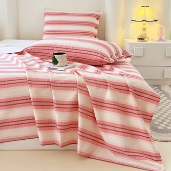 2025 nuovo cotone grezzo vecchio lenzuolo di stoffa grossolana pezzo unico estate pulsante federa trapunta lenzuolo delicato sulla pelle set di tre pezzi 1