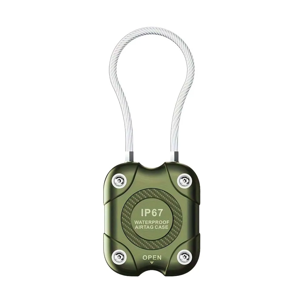 Secure Lock AirTag Holder with Wire Cable - 360° Hard Protective Keychain Case