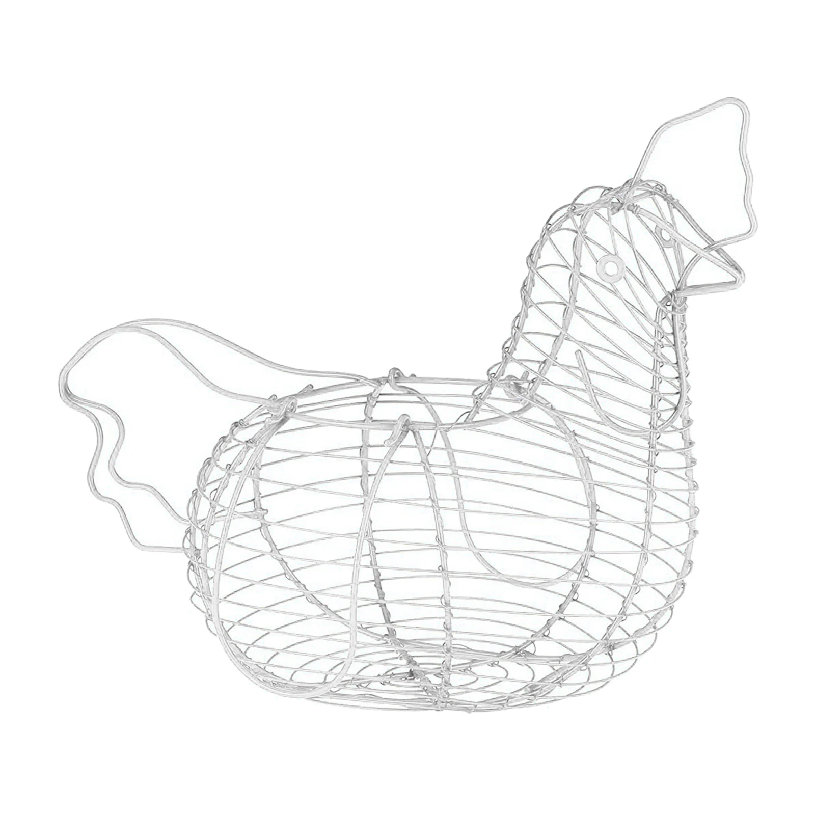 White Iron Art Eggs Storage Basket Chicken Shaped Egg Holder Household Vegetables Fruit Container Organizer Rack Basket 6